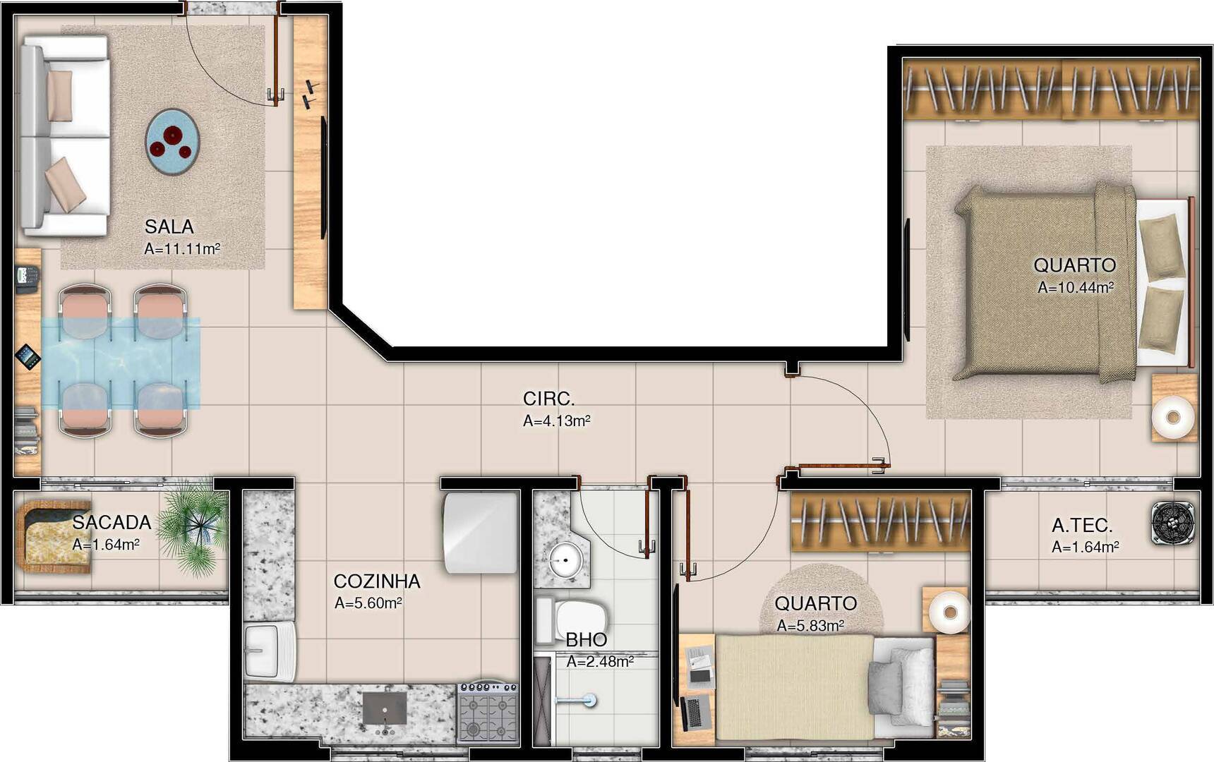 Apartamento, 3 quartos, 57 m² - Foto 14