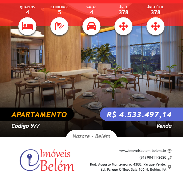 #977 - Apartamento para Venda em Belém - PA