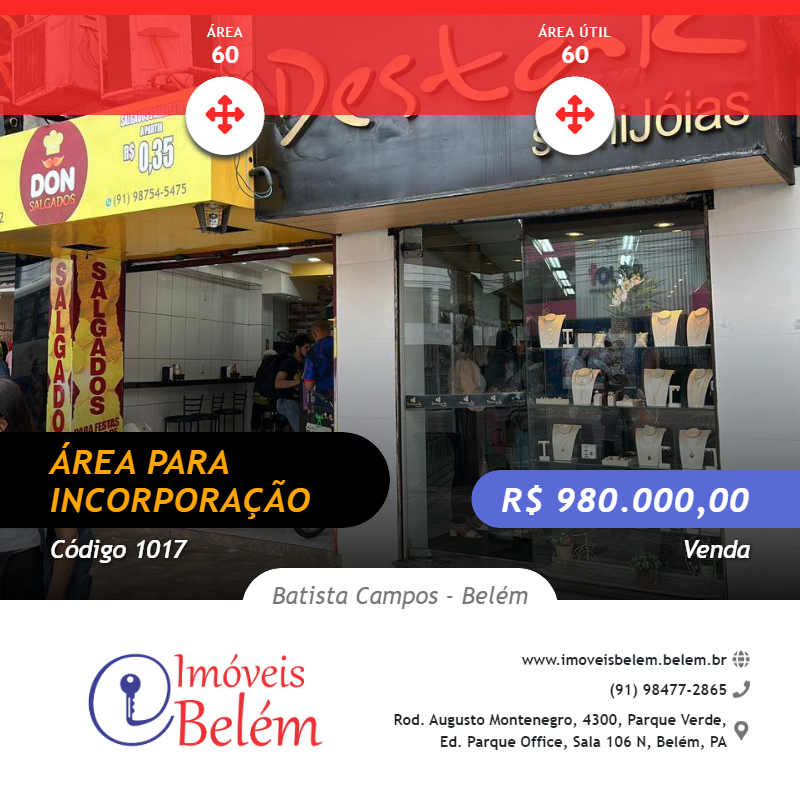 #1017 - Ponto Comercial para Venda em Belém - PA