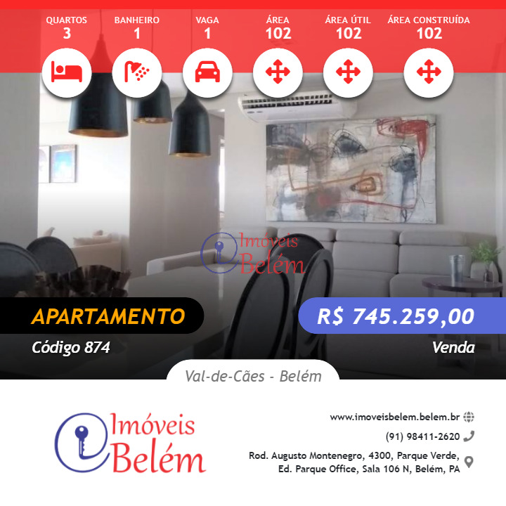Imóveis Belém Vende Breeze apt 3/4 c/ suíte Cidade Cristal.