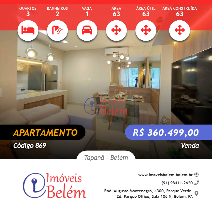 Imóveis Belém Vende Alegro 3/4 c/ suíte, último andar