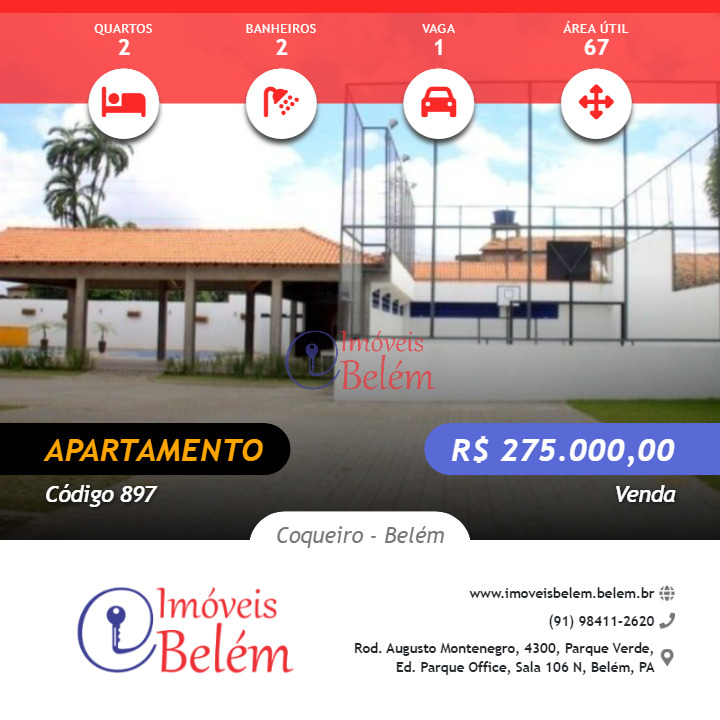 Apartamento de 67m² Pronto Pra Morar Próx. a Augusto Montenegro