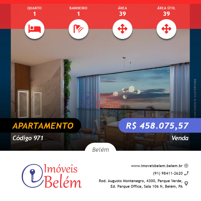 Imóveis Belém vende Skye Tower Studio de 39m² no Umarizal