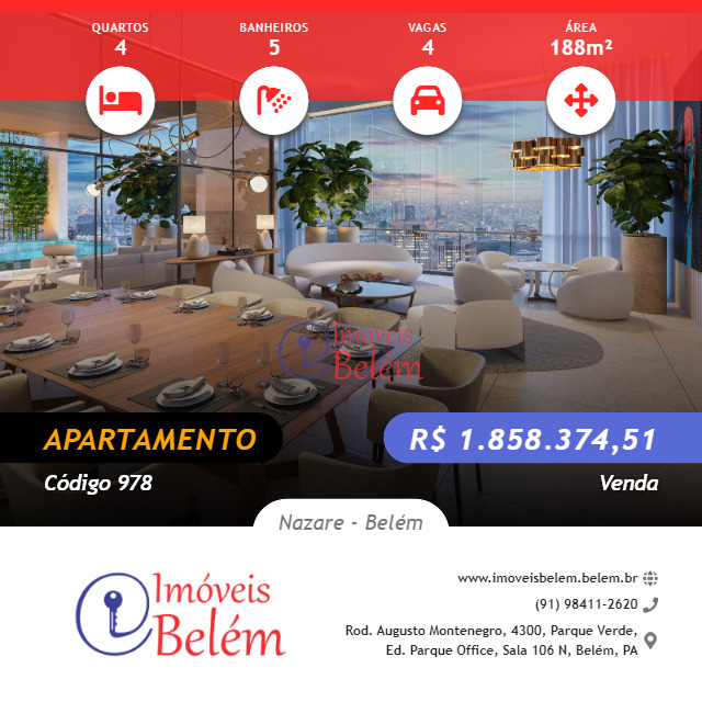Apartamento à venda com 4 quartos, 188m² - Foto 1