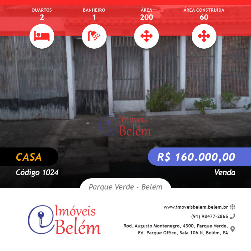 Imóveis Belém vende casa próxima a Augusto Montenegro.