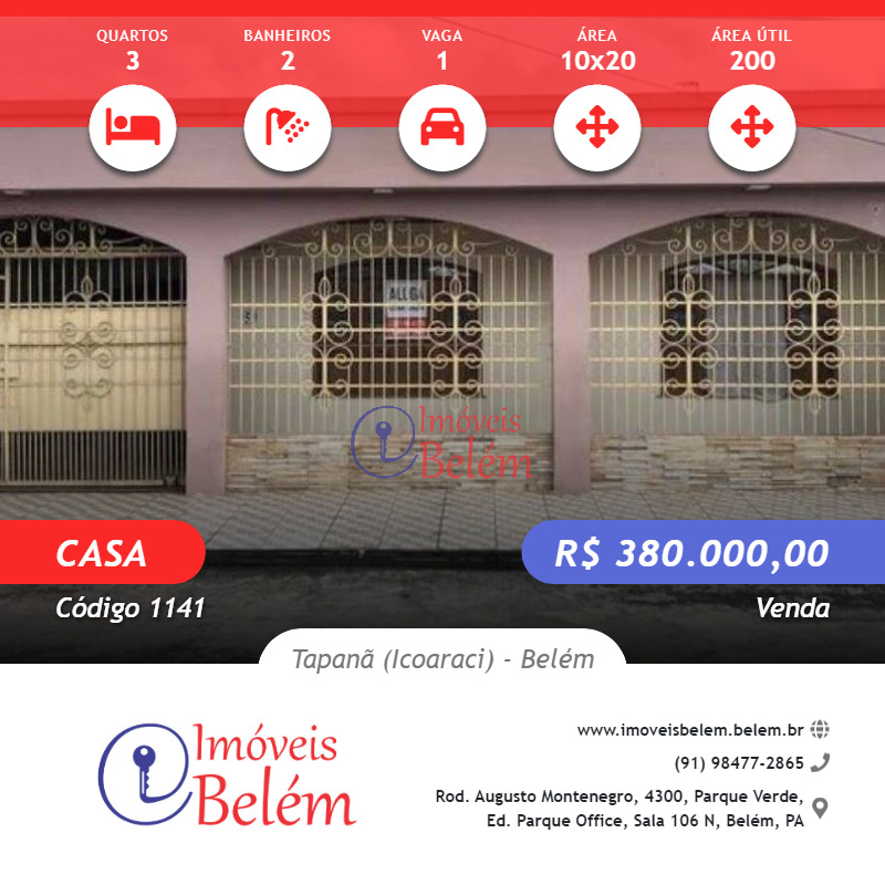 Imóveis Belém vende casa na Cordeiro de Farias